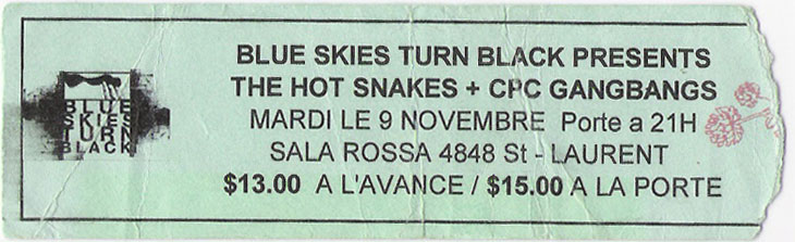 Hot Snakes Ticket